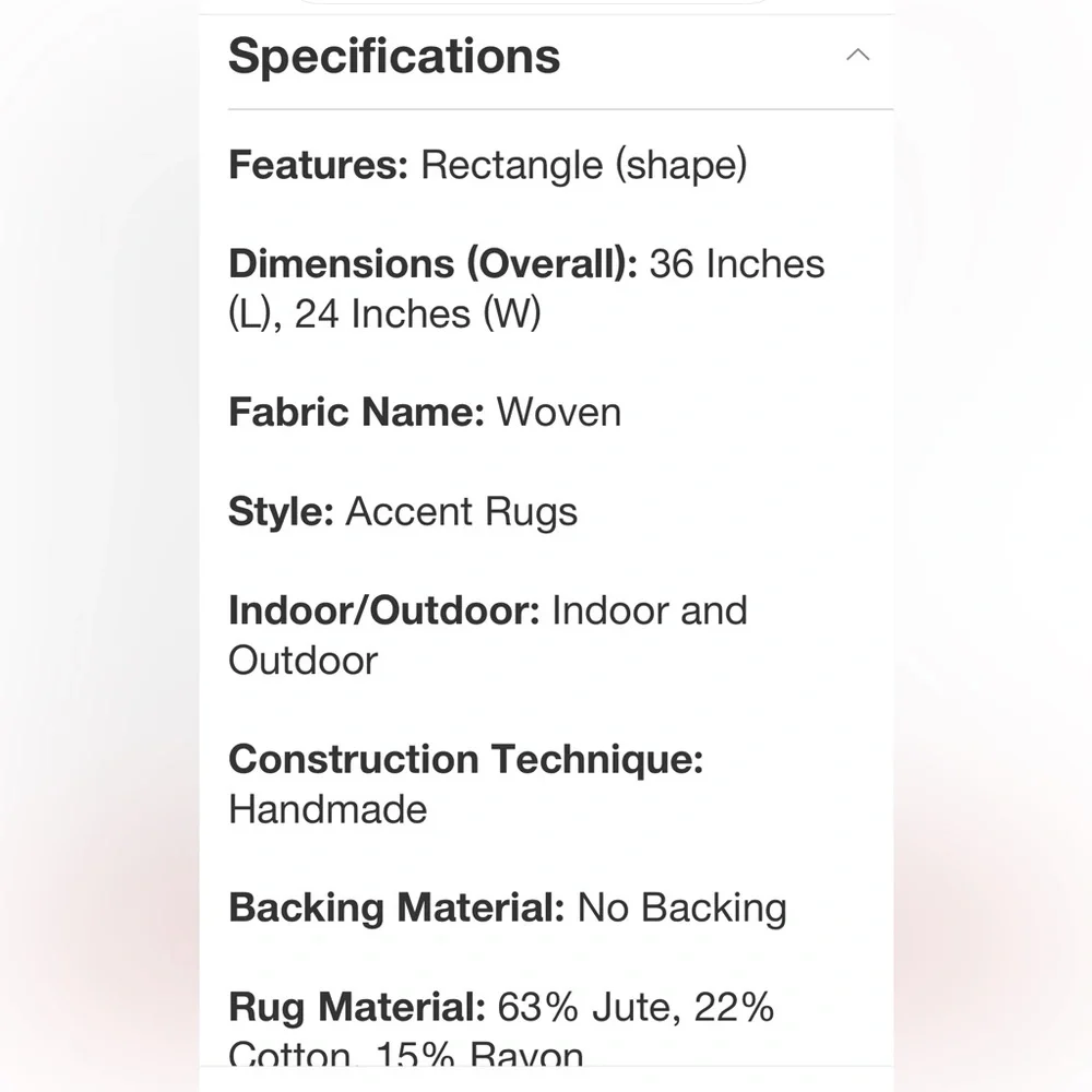 THRESHOLD NWT handloom mixed fibre rug black/white -2x3